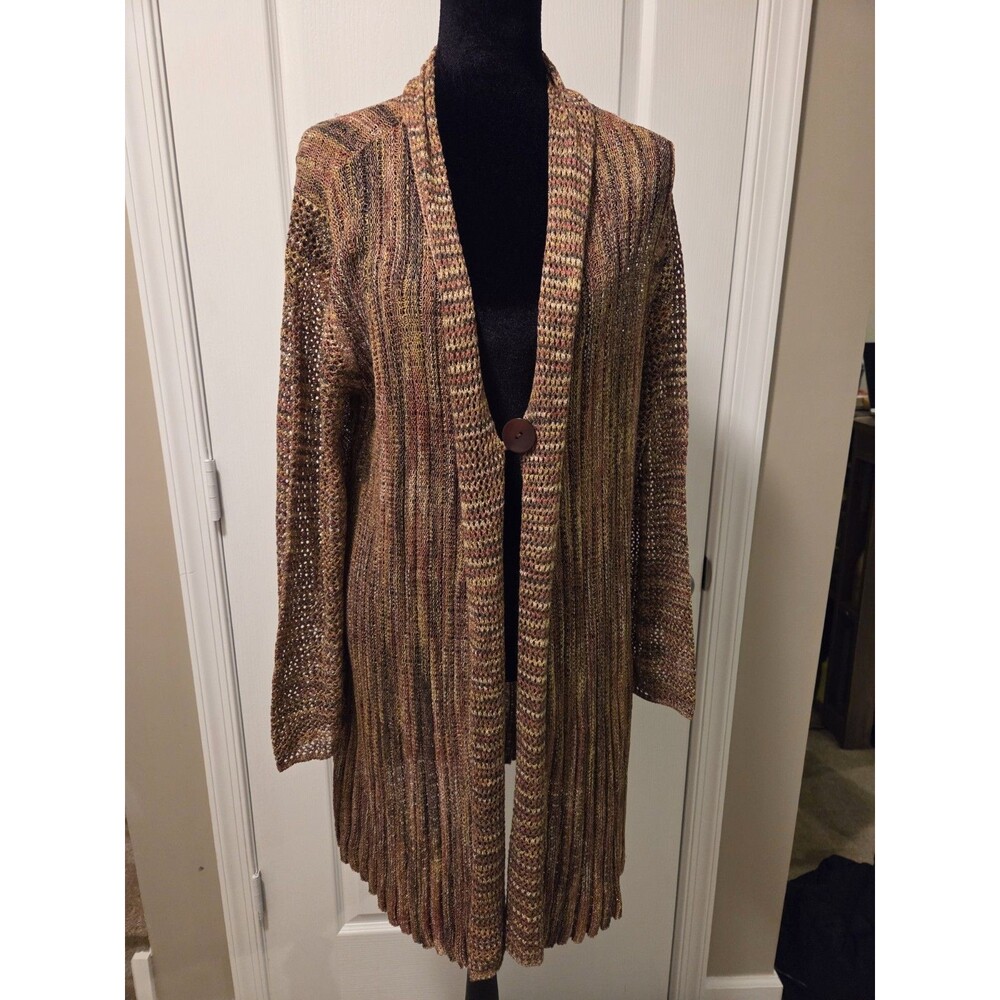 Spicedye Womens Open-Knit V-Neck 1 Button Long Sleeve Cardigan - Size XL - Picture 14 of 14